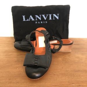 Vintage Lanvin Black Leather Flats size 39 8 US